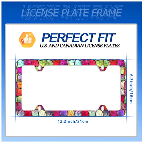 Pretty Glass License Plate Frame Stainless Steel Accessory 12.3x6.3 Inch