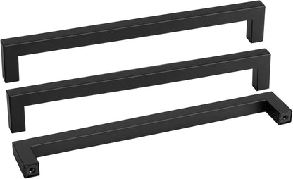 goldenwarm 35 Pack 12 3/5 Inch Black Cabinet Handles Matte Black Drawer Pulls Stainless Steel Cabinet Hardware Square Bar Modern Cabinet Handles for Kitchen Bathroom Cupboard
