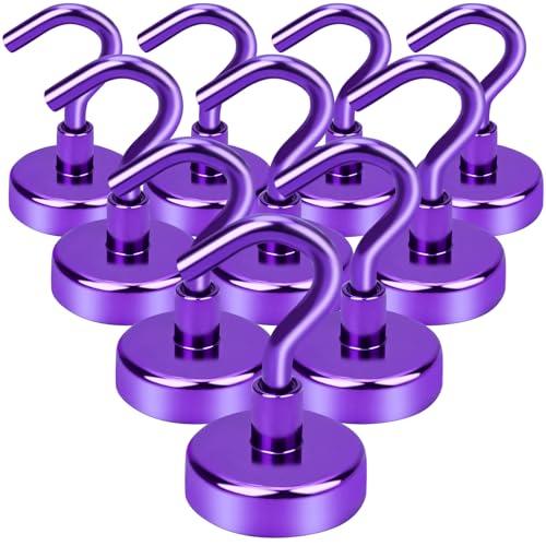 Magnetic Hooks 10pcs 30lbs Cruise Essentials 2026 Magnet Hook Purple (10 Count)