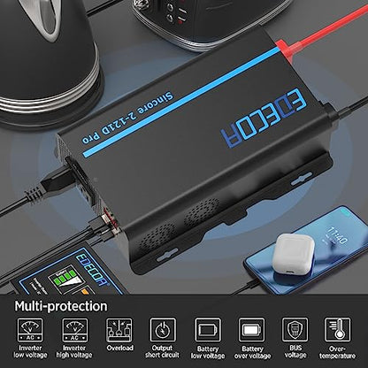 Pure Sine Wave Inverter 1200W 12V DC to 110V AC