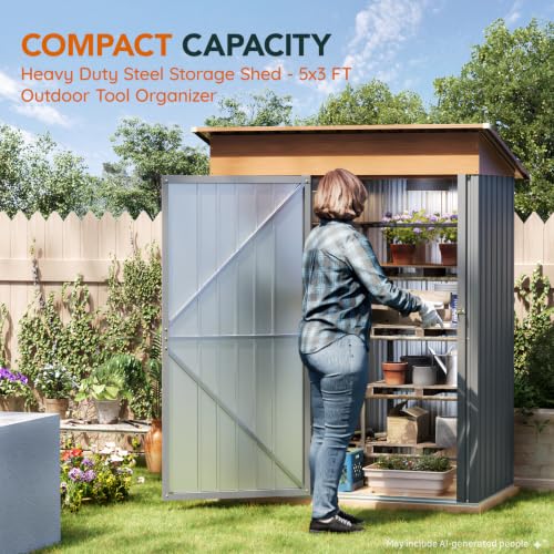 5x3FT Outdoor Storage Shed with Lockable Door