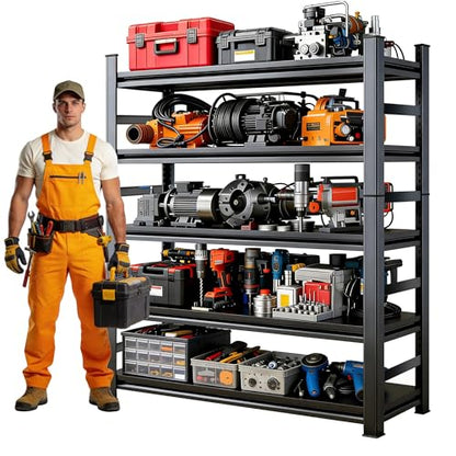 72''H Metal Garage Shelving Heavy Duty Storage Shelves Series (5 Count)