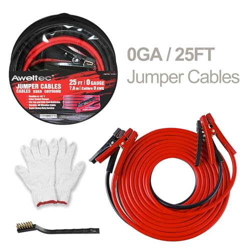 0 Gauge 25 Feet Heavy Duty Jumper Cables (25 Foot)