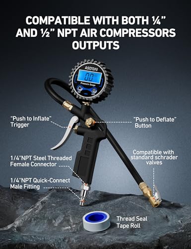 Digital Tire Pressure Gauge with Inflator 3 (2 Count)