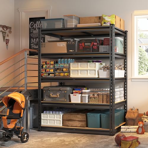 2000LBS Garage Shelving Heavy Duty 72''H Storage Shelves 5 Tier Heavy Duty Shelving (4 Count)