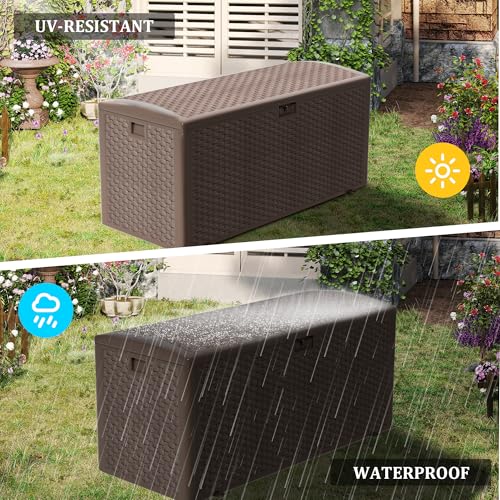 180 Pro Gallon Waterproof Outdoor Storage Bin Resin Deck Box for Patio