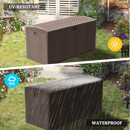 180 Pro Gallon Waterproof Outdoor Storage Bin Resin Deck Box for Patio
