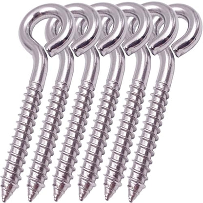 6 Pack 304 Stainless Steel Screw Eyes 3.2" (6 Count)
