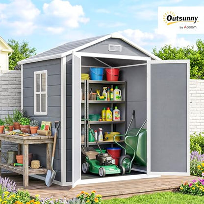 6' x 4.5' Outdoor Storage Shed Waterproof Resin with Floor Gray