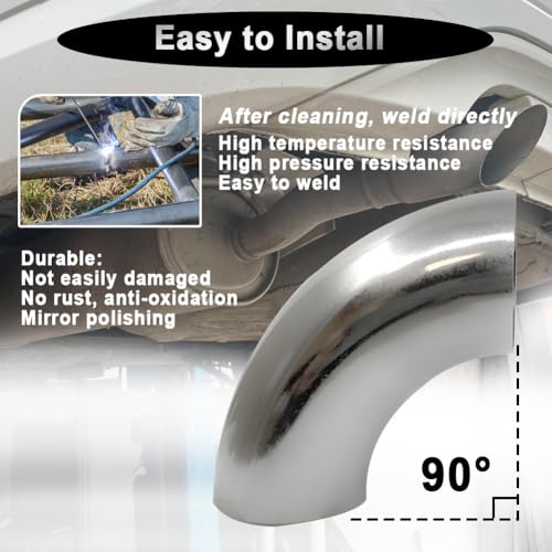 OD 1.25 Inch 90 Degree Stainless Steel Bend Tube Exhaust Elbow Pipe for Car Modified Exhaust System 1.25" Piping Silver Tone