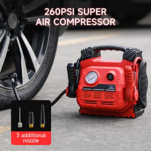 Car Battery Jump Starter with Air Compressor Portable Tire Inflator
