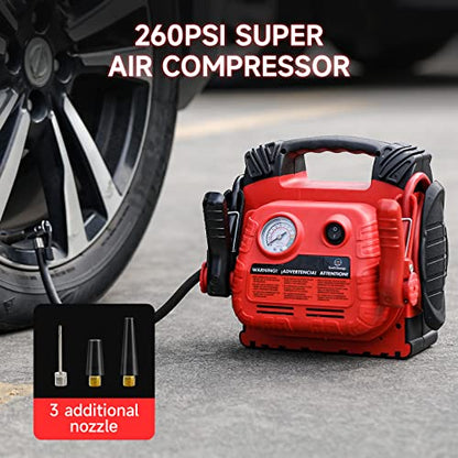 Car Battery Jump Starter with Air Compressor Portable Tire Inflator