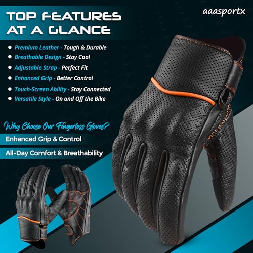 Motorcycle Gloves Men's Leather Motorbike Gloves Touchscreen Function