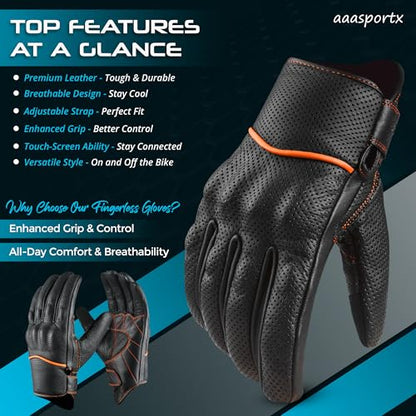 Motorcycle Gloves Men's Leather Motorbike Gloves Touchscreen Function