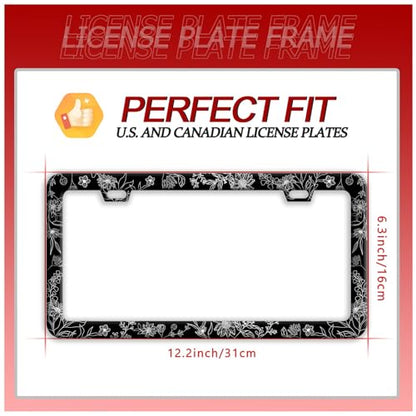 Line Art Flowers License Plate Frame Beautiful Floral License Plate Frames