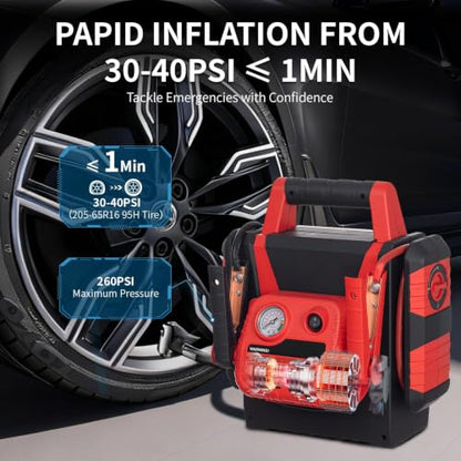 2000A Car Battery Jump Starter with Air Compressor