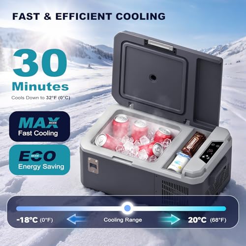 15QT(15L) Car Refrigerator, 12V Compressor Electric Cooler 0℉~68℉
