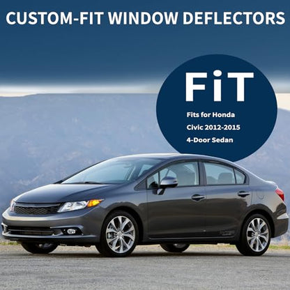 4PCS Window Visors Rain Guards Fits for Honda Civic 2012 (4 Count)