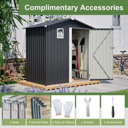 6x4ft Tool Storage Shed with Lockable Doors & Window