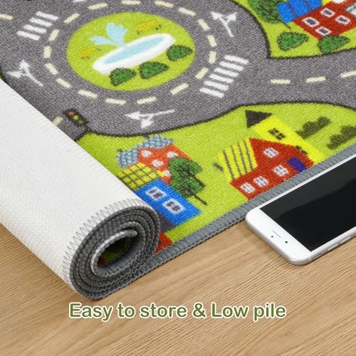 Washable Kids City Road Play Rug