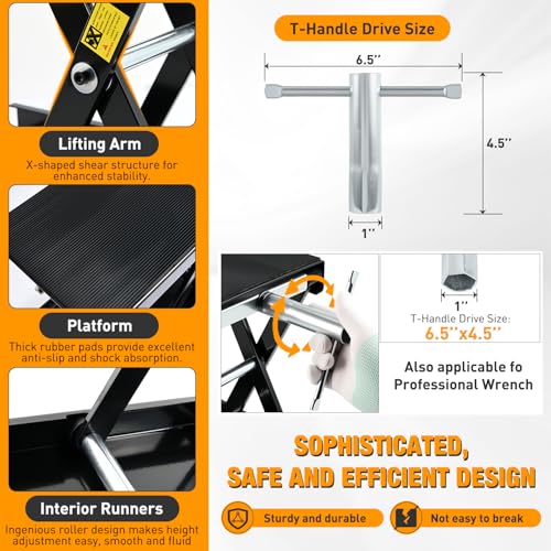 Motorcycle Lift Jack 1100 LBS Motorcycle Scissor Jack Stand Lift with Wide Deck Crank Handle 3.4"