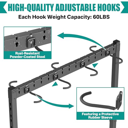Freestanding Bike Stand Rack with Adjustable Hooks