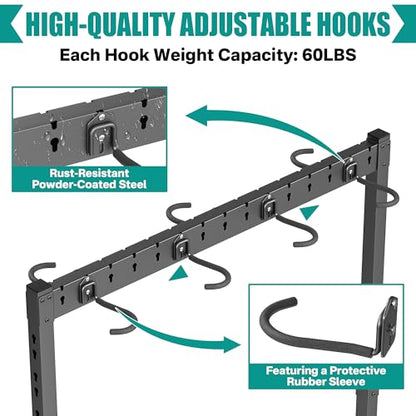 Freestanding Bike Stand Rack with Adjustable Hooks