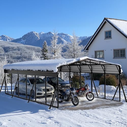 20x30FT Large Heavy Duty Carport with Side Support Poles for All Weather