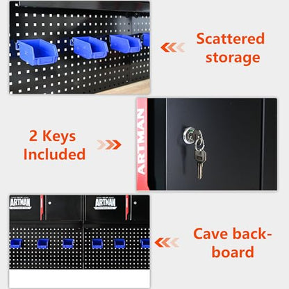 64 Inch Garage Storage System with Workbench & Pegboard