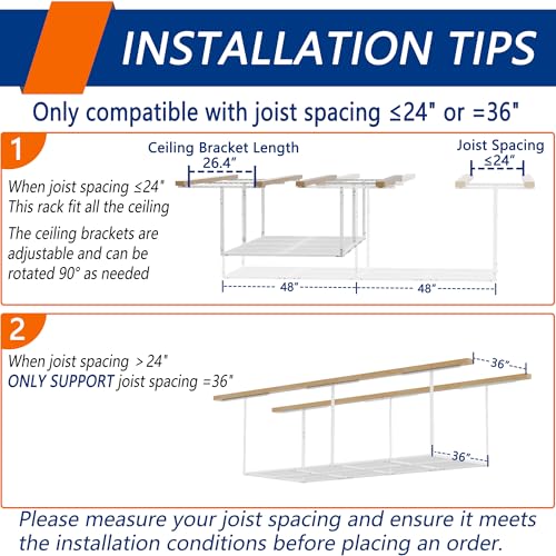 3 x 8FT Overhead Garage Storage Rack