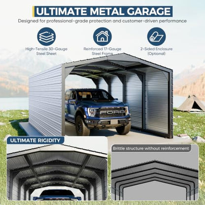 Military Grade Metal Carport 12x20 FT