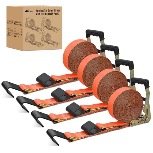 Flat Hook Ratchet Straps 4 Pack 2 in x 30 Ft
