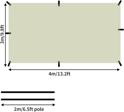 DANCHEL OUTDOOR Large Van Car Awning with Suction Cups, Needn't Roof Rack Mounting, Waterproof Vehicle Camper Awning Canopy Overland Camping, 13x9.8ft Khaki