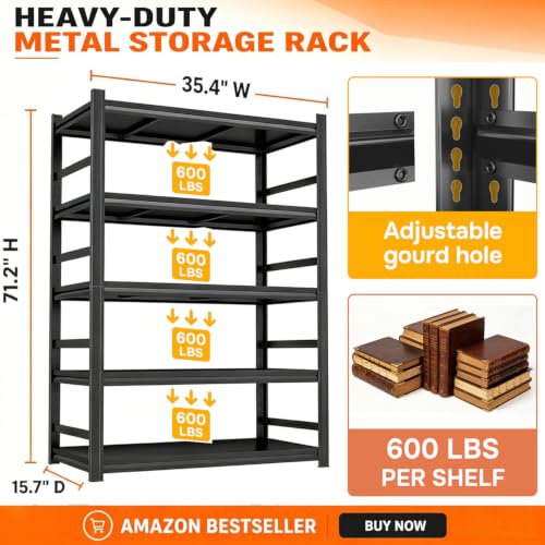 72" H Metal Bookshelf with Anti