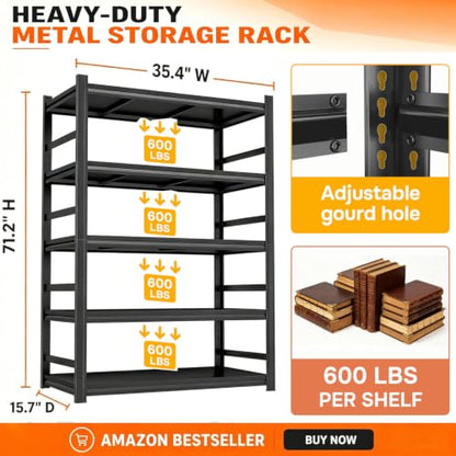 72" H Metal Bookshelf with Anti