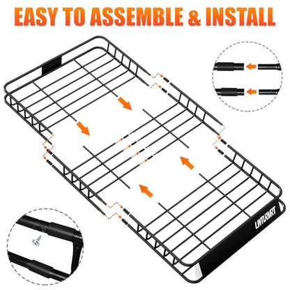 64 x 39’’ Roof Rack Cargo Basket Rooftop Cargo Carrier with Net