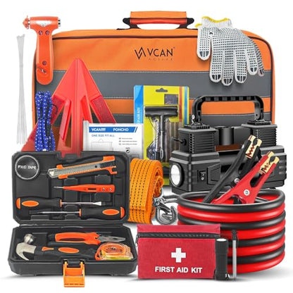 Car Emergency Kit with Portable Air Compressor (112 Count)