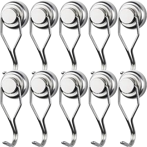 Magnetic Hooks Heavy Duty 80LB+ Swivel Swing Strong Magnet Hook (10 Count)