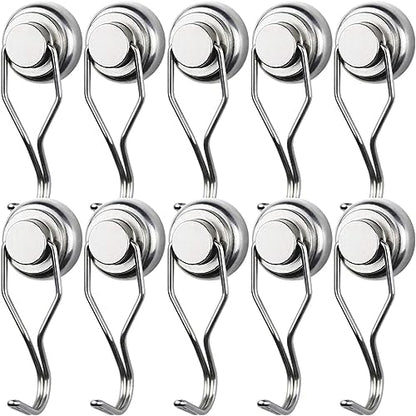 Magnetic Hooks Heavy Duty 80LB+ Swivel Swing Strong Magnet Hook (10 Count)