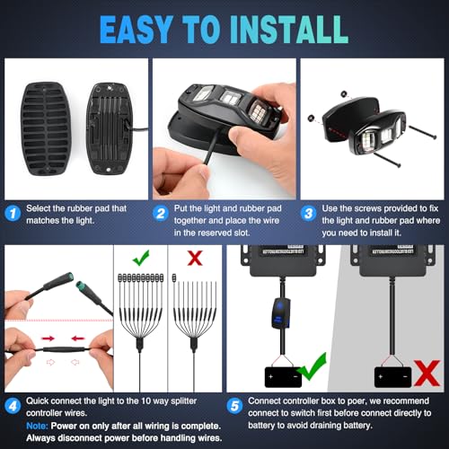 RGBW LED Rock Lights Kit 10 Pods 22 LEDs Wide Angle Lighting (16 Ounce)