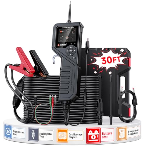 PB600 4-in-1 Automotive Power Circuit Probe Tester with True Waveform Oscilloscope, Battery Test, Injector & Relay Tester, Smart Multimeter Ohmmeter, 30ft Heavy-Duty Cable for Mechanic & DIY