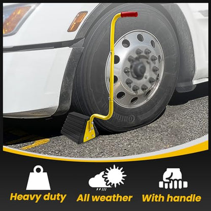 2 Pack Heavy Duty Rubber Wheel Chock with Handle (2 Count)