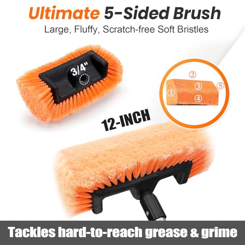 65" Five Sided Car Wash Brush with Extension Pole