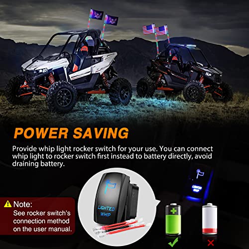 2PCS 4FT RGB LED Whip Lights APP & Remote Control