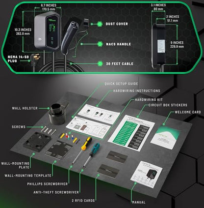 MACH 1 NACS Connector. Fast 48 Amp Level 2 EV Charger