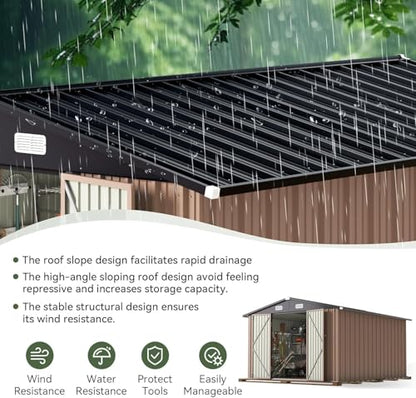 10 x 8FT Outdoor Storage Shed with Double Hinged Door