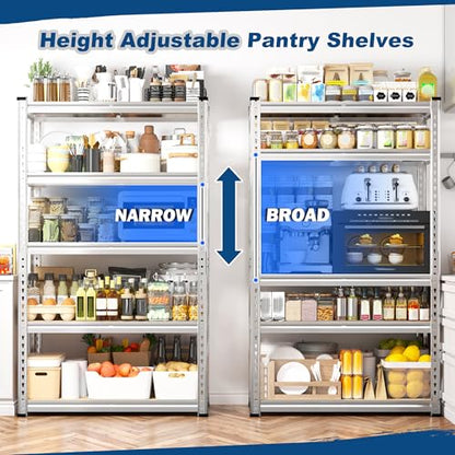 Storage Shelves 2020LBS Garage Shelving Heavy Duty Metal Shelving Adjustable 5 Tier Pantry Shelves for Garage Pantry Closet Kitchen Basement 28" W x 12" D x 59.8" H (4 Count)