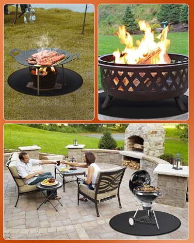 36" Round Fireproof Grill Mat for Deck & Patio
