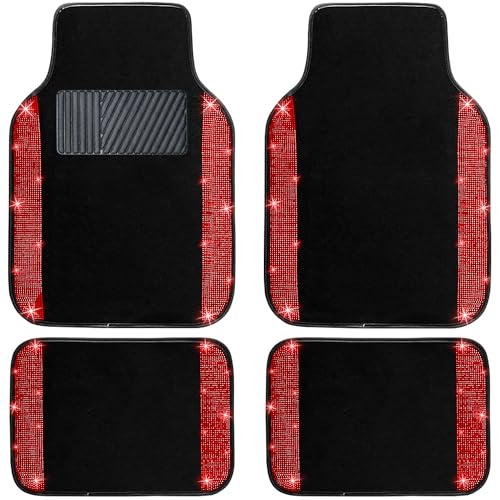 Red Bling Car Floor Mats Full Set
