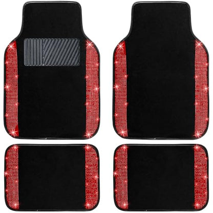 Red Bling Car Floor Mats Full Set